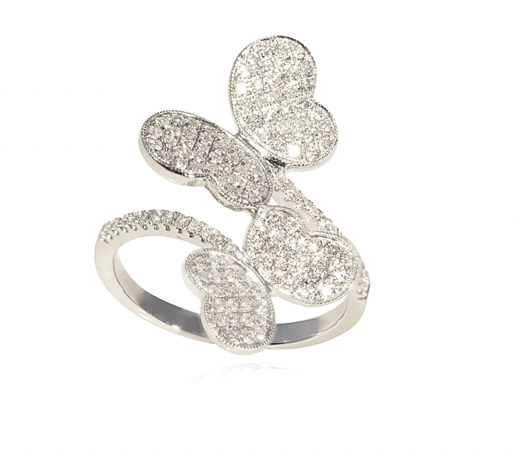 Diamond Double Butterfly Ring_kcil