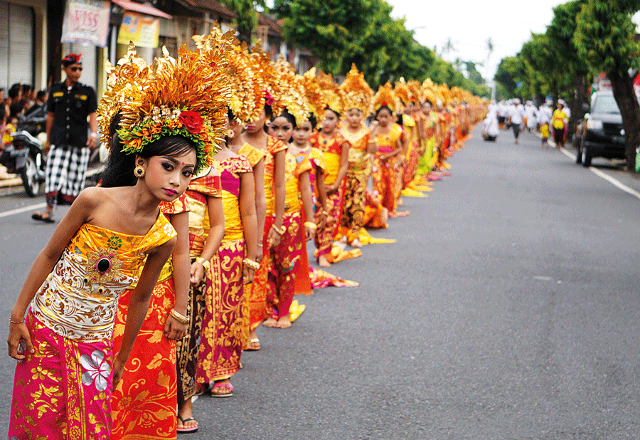 Mapeed or Mepeed a Balinese procession