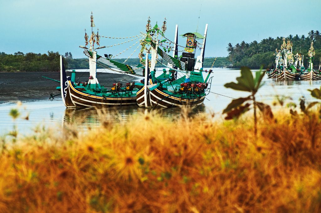 Harbouring fisherman boats at Perancak coastal village